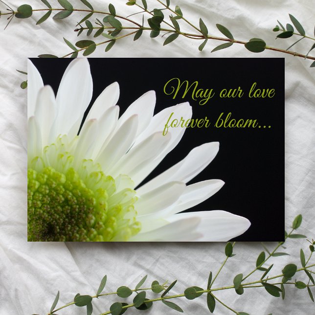 White Daisy Flower on Black Wedding Invitation (Invite guests to your marriage ceremony with the pretty White Daisy on Black Wedding Invitation.)