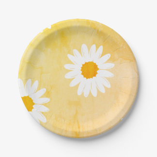 White Daisy flower pattern  Paper Plate