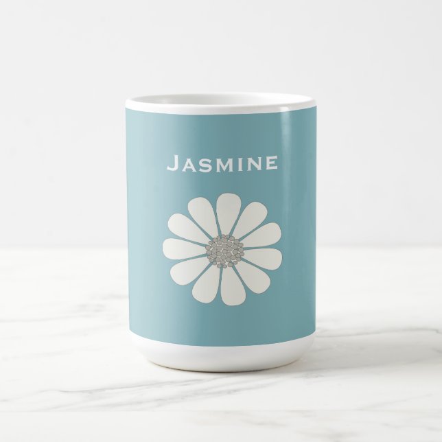 White daisy flower   personalise magic mug (Center)