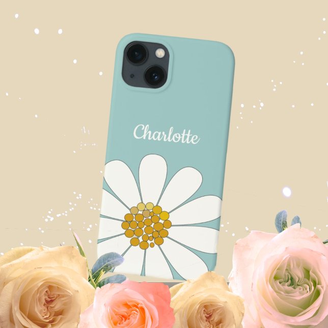 White Daisy Flower Personalise Name Birthday  Case-Mate iPhone Case (Creator Uploaded)