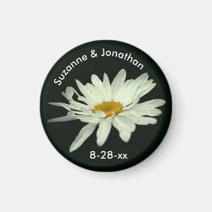 White Daisy Flower Personalised Wedding  Magnet
