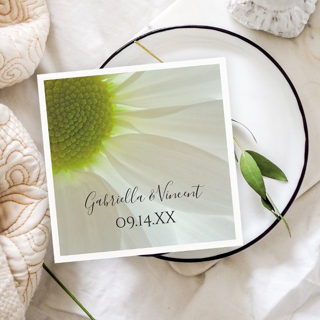 White Daisy Flower Petals Wedding Napkin (Creator Uploaded)