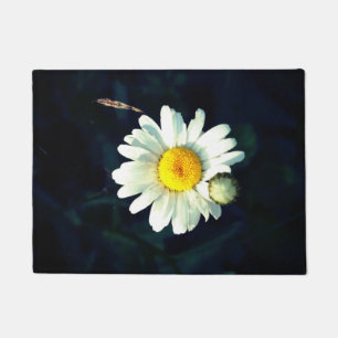 White Daisy Flower Photo  Door Mat