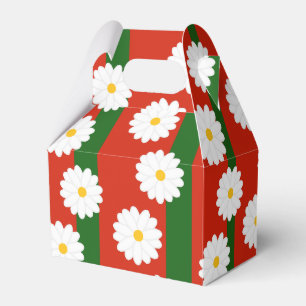 White Daisy Flower red Merry Christmas Holiday Favour Box