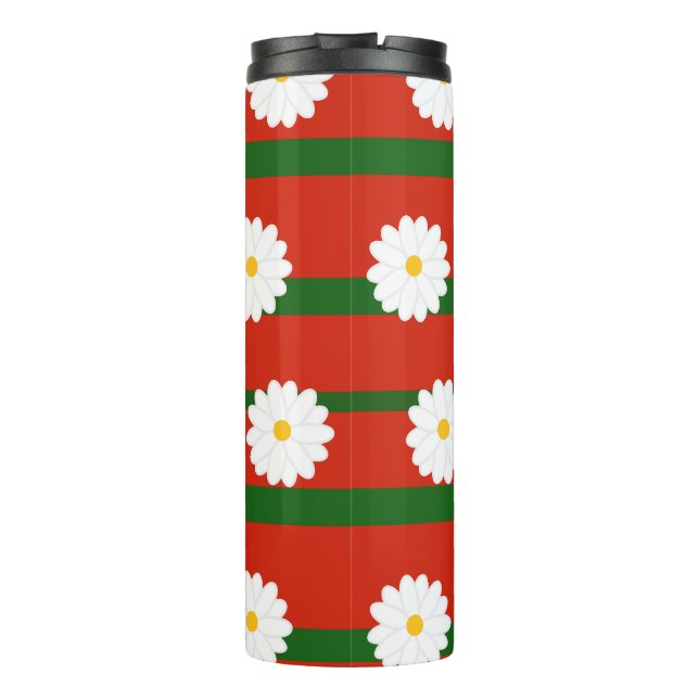 White Daisy Flower red Merry Christmas Holiday  Thermal Tumbler (Back)