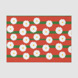 White Daisy Flower red Merry Christmas Holiday Tissue Paper