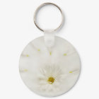 White Daisy Flower Round Keychain