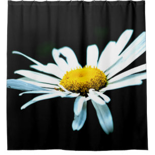 White Daisy Flower Shower Curtain