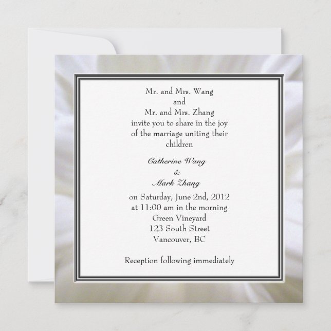 white daisy flower weddings invitation (Front)