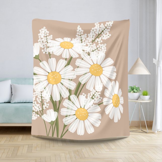 White Daisy Flowers Bouquet on Beige Sherpa Blanket (Creator Uploaded)