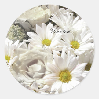White Daisy Flowers Custom Envelope Seals
