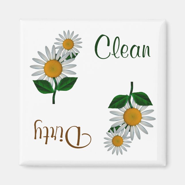 White Daisy Flowers Dishwasher Magnet (Front)