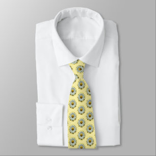 White Daisy Flowers Fashion Butter Yellow Trendy Tie