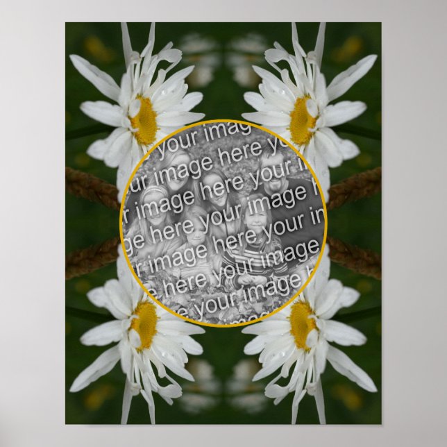 White Daisy Flowers Frame Create Your Own Photo Poster (Front)