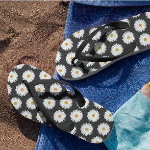 White Daisy Flowers Pattern Jandals