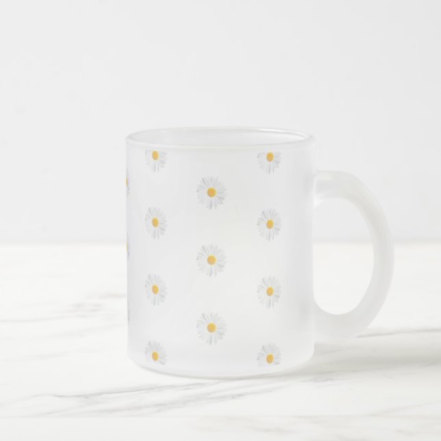 white daisy frosted glass coffee mug (Right)