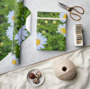 White Daisy Garden Wrapping Paper