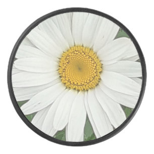 White Daisy Hockey Puck