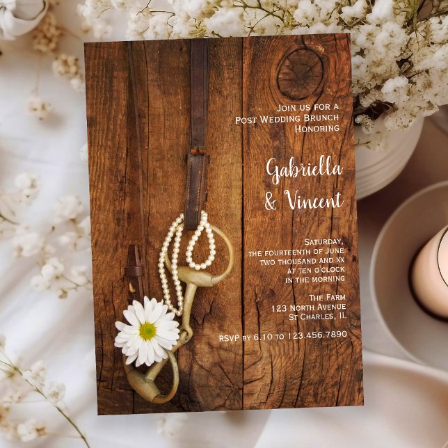 White Daisy Horse Bit Western Post Wedding Brunch Invitation (Creator Uploaded)