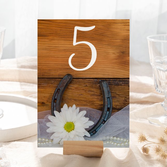 White Daisy Horseshoe Western Wedding Table Number (Creator Uploaded)