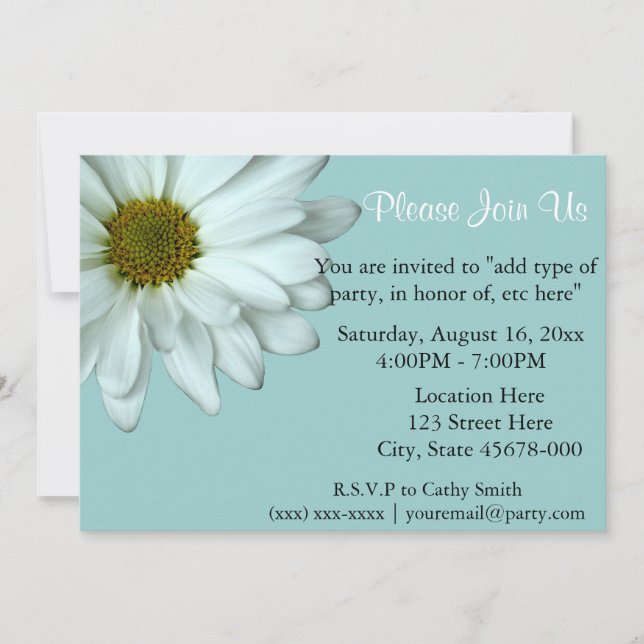 White Daisy Invitations (Front)