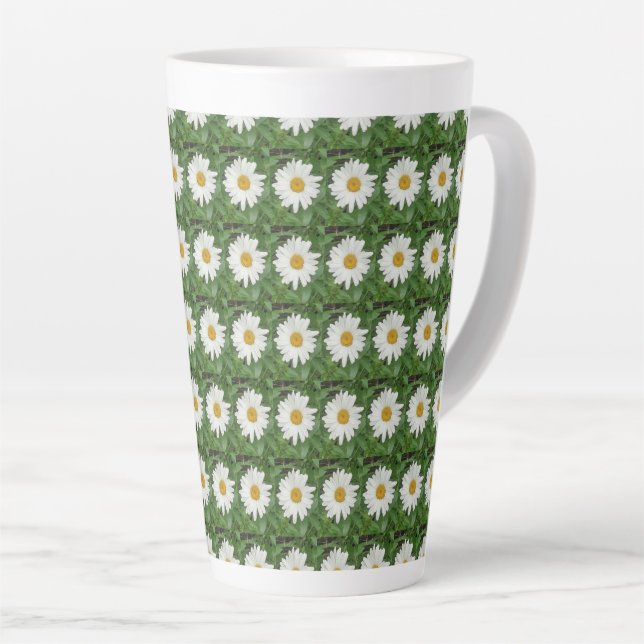 White Daisy  Latte Mug (Right Angle)