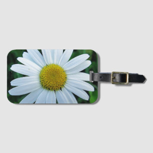 White daisy luggage tag