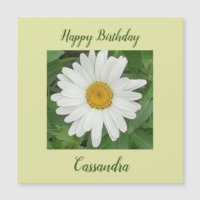 White Daisy Magnetic Birthday Card (Front)