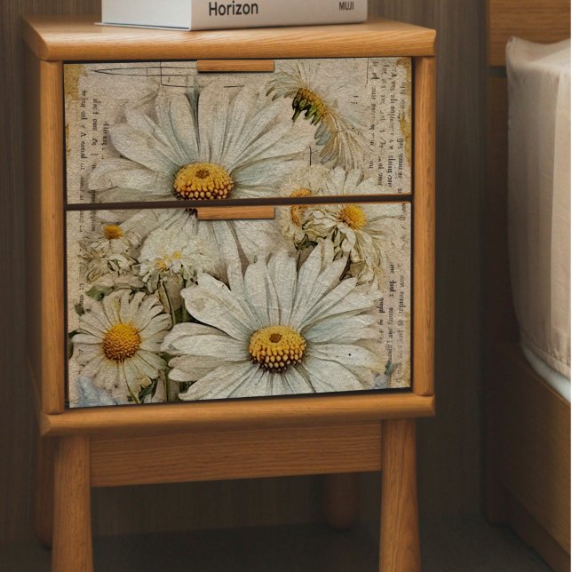 White Daisy Newsprint Decoupage Tissue Paper (Creator Uploaded)