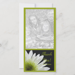 White Daisy on Black Thank You Photo Card