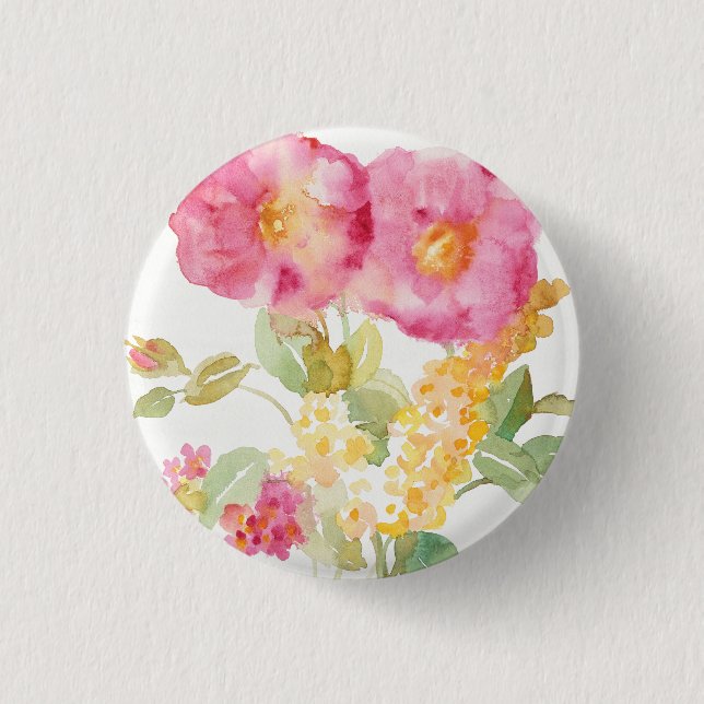 White Daisy on Blue 3 Cm Round Badge (Front)