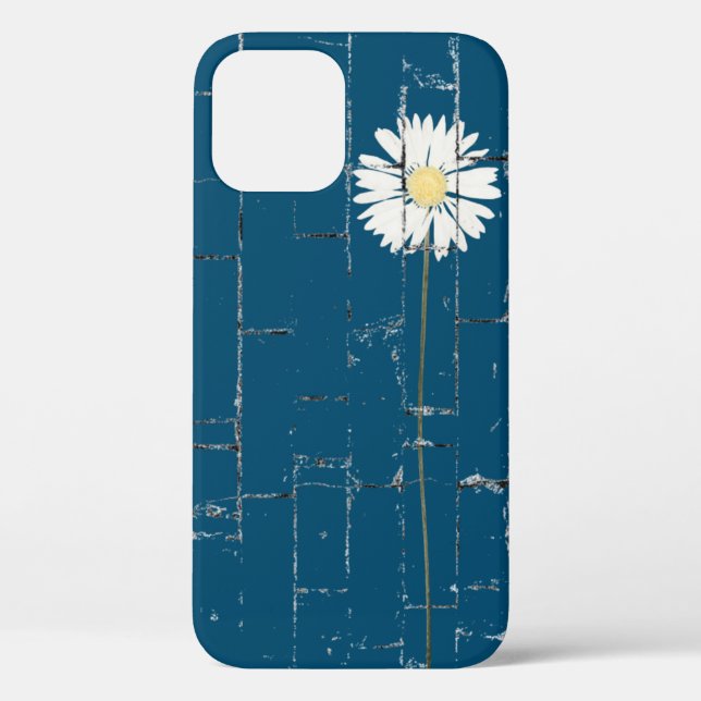 white daisy on blue brick Case-Mate iPhone case (Back)