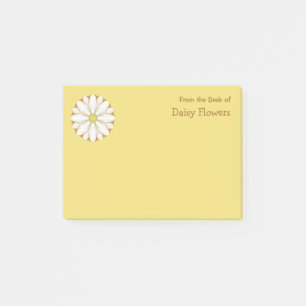 White Daisy on Golden Yellow Personalised Name Post-it Notes
