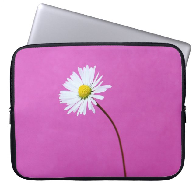 WHITE DAISY ON PINK BACKGROUND LAPTOP SLEEVE (Front)
