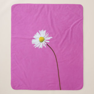 WHITE DAISY ON PINK BACKGROUND SHERPA BLANKET