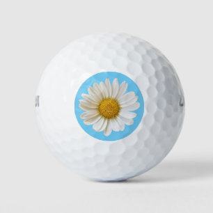 White Daisy on Sky Blue Golf Balls
