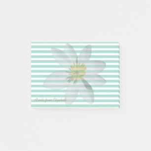 White Daisy on Stripes-Personalised Post-it Notes