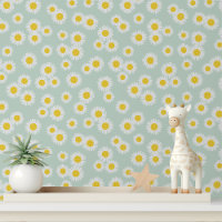 White Daisy Pastel Green Peel and Stick