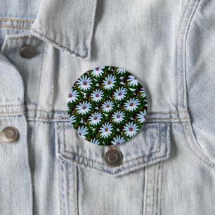 White Daisy Pattern 7.5 Cm Round Badge