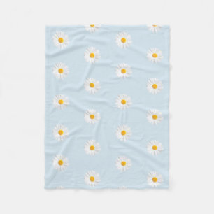 white daisy pattern fleece blanket