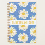 White Daisy Pattern Flowers Blooms Floral CUSTOM  Planner<br><div class="desc">Hello! I hope you like this original artwork design. Add your own text,  change the colours or fonts to personalise it. Check my shop for more designs. If you'd like something custom please let me know.</div>