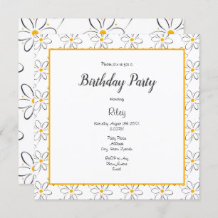 White Daisy Pattern Invitation