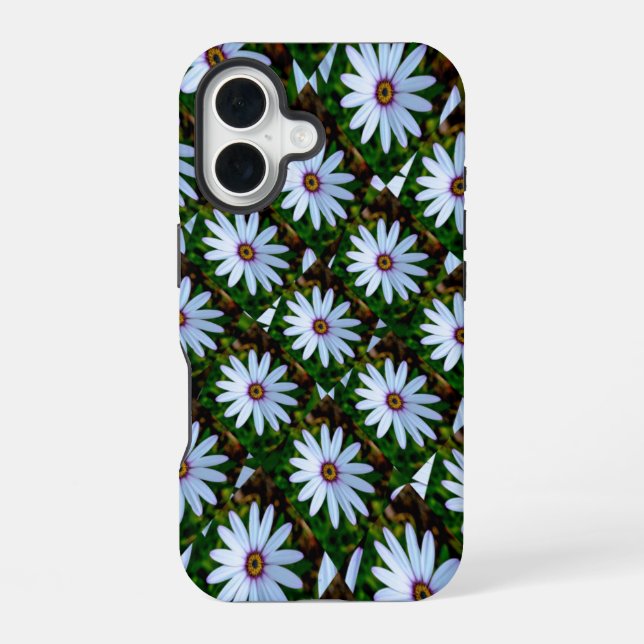 White Daisy Pattern iPhone 16 Case (Back)