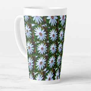 White Daisy Pattern Latte Mug