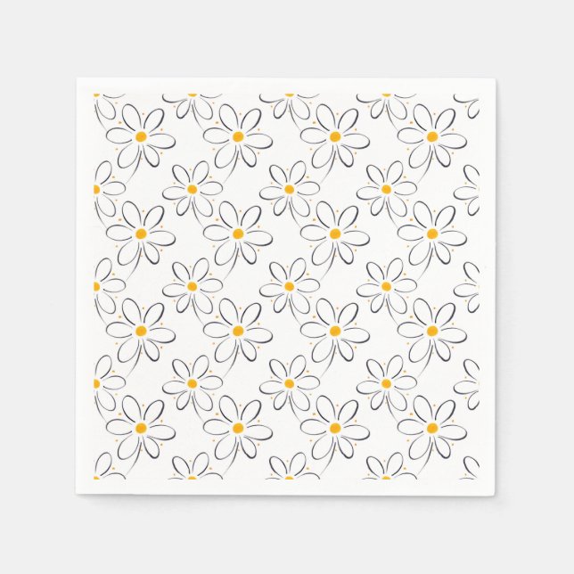 White Daisy Pattern Napkin (Front)