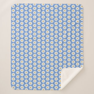 White Daisy Pattern on Blue Sherpa Blanket
