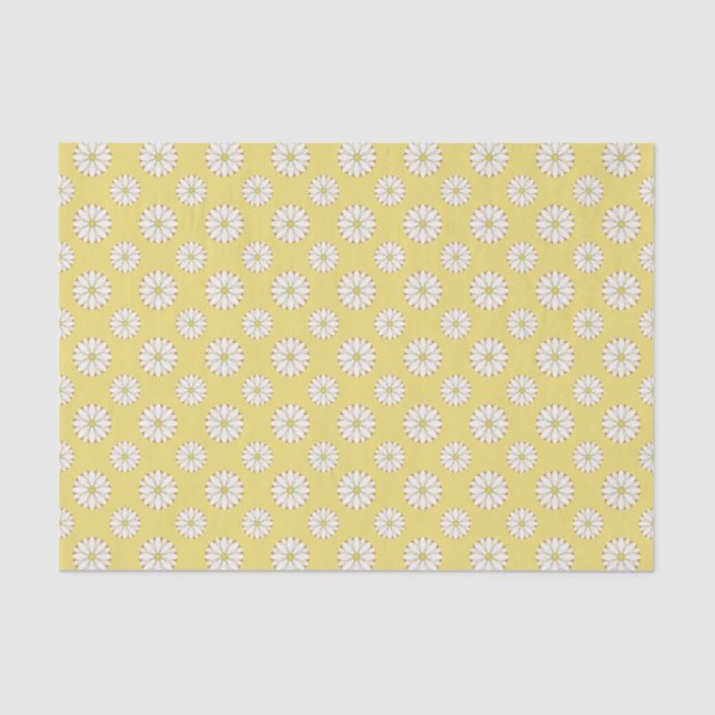 White Daisy Pattern on Golden Yellow Tissue Paper (Front)