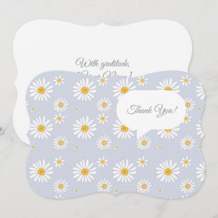 White Daisy Pattern on Soft Grey Thank You Card