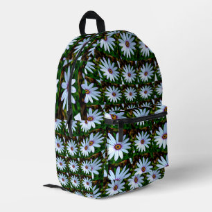 White Daisy Pattern Printed Backpack