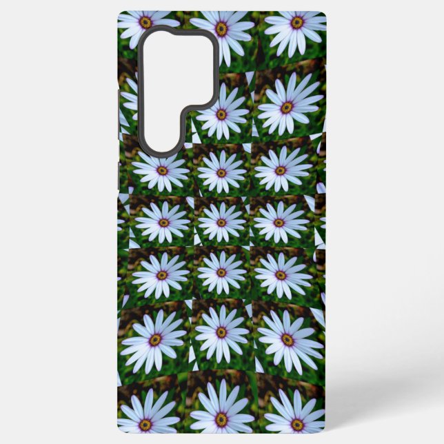 White Daisy Pattern Samsung Galaxy S22 Ultra Case (Back)